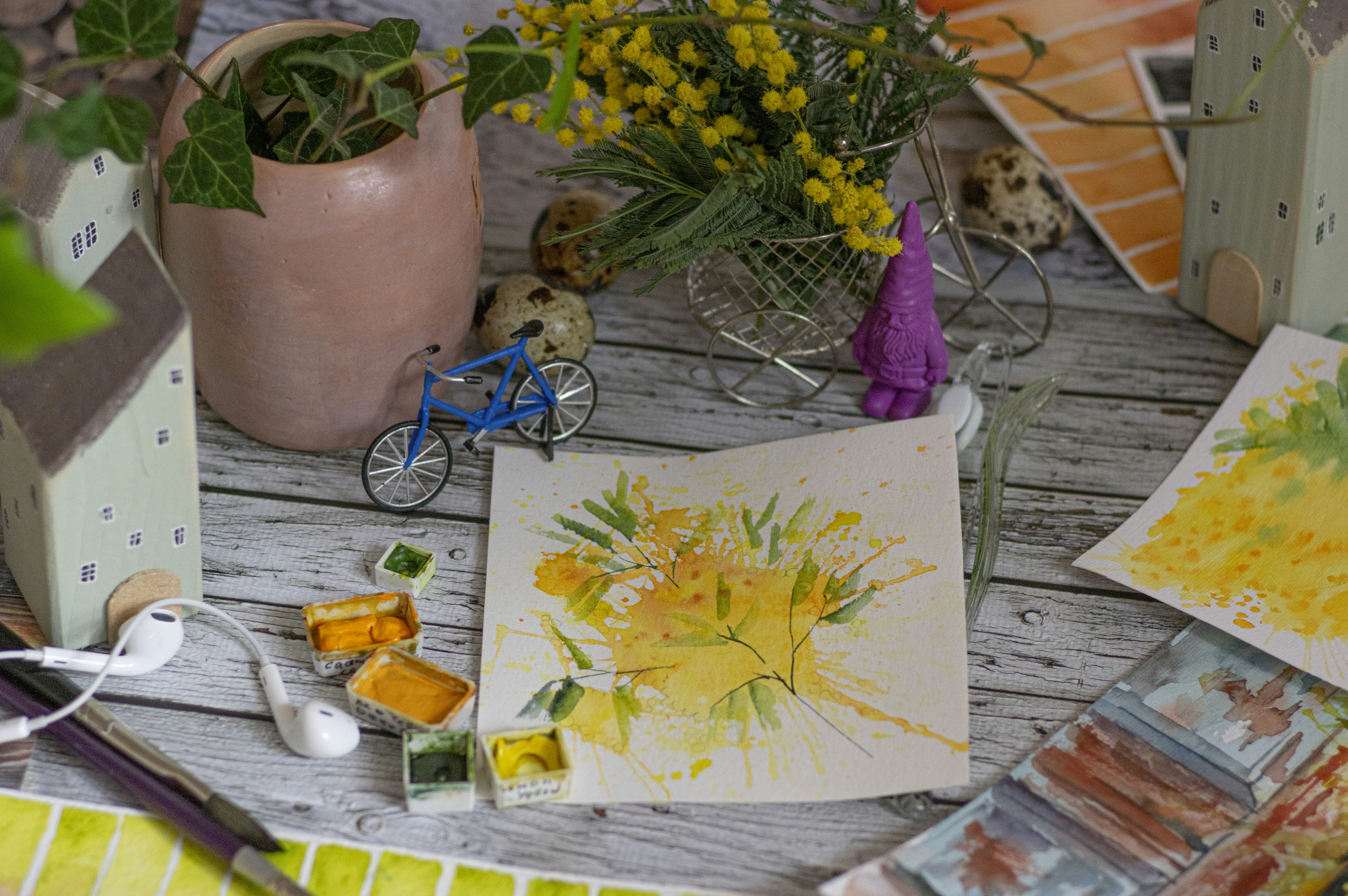 yellow flower on white paper