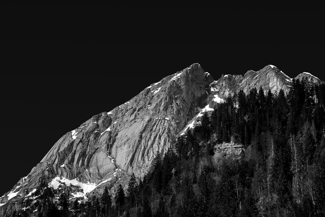 gray and white mountain under white sky