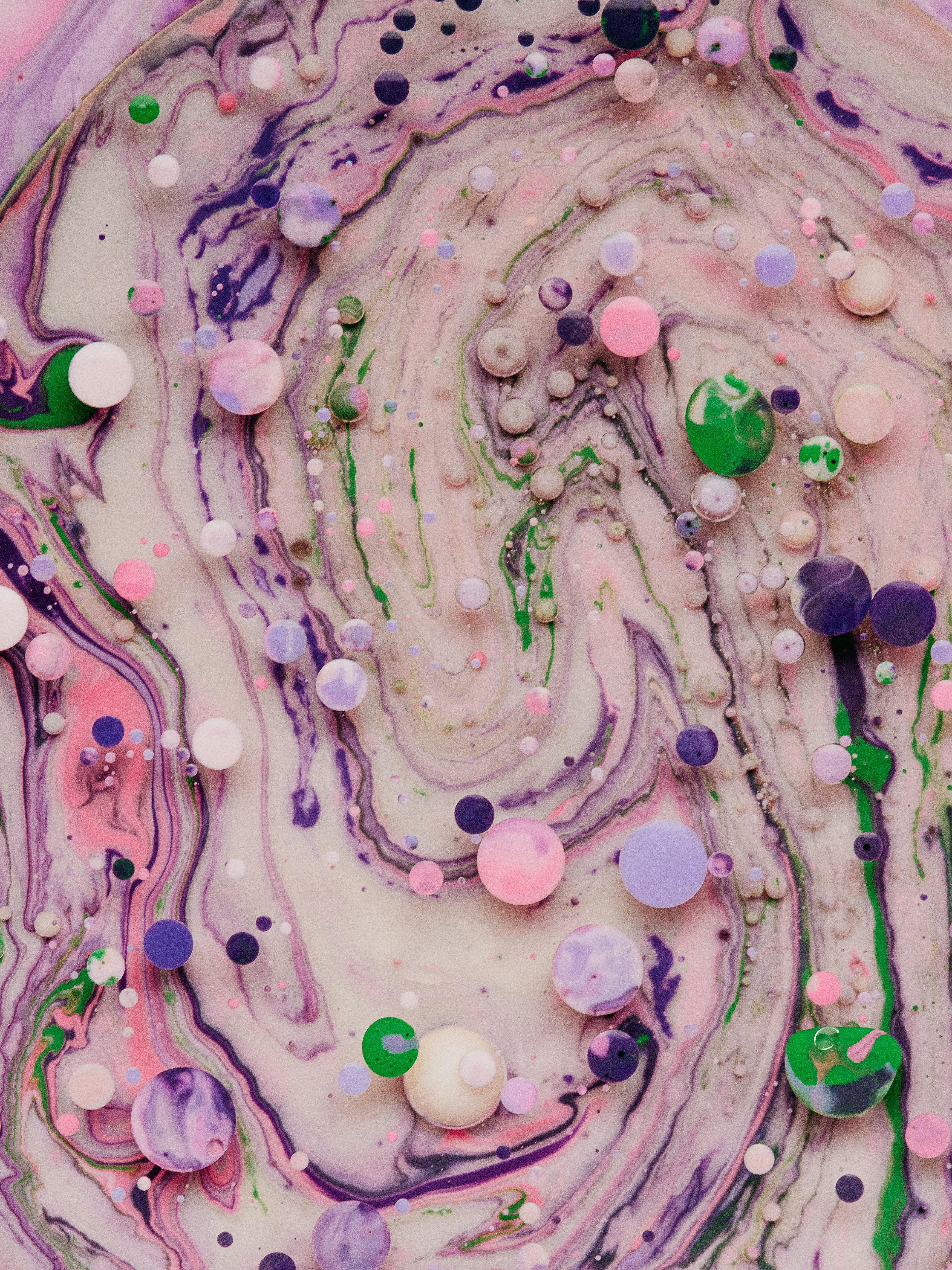 Tiny macro acrylic paint bubbles