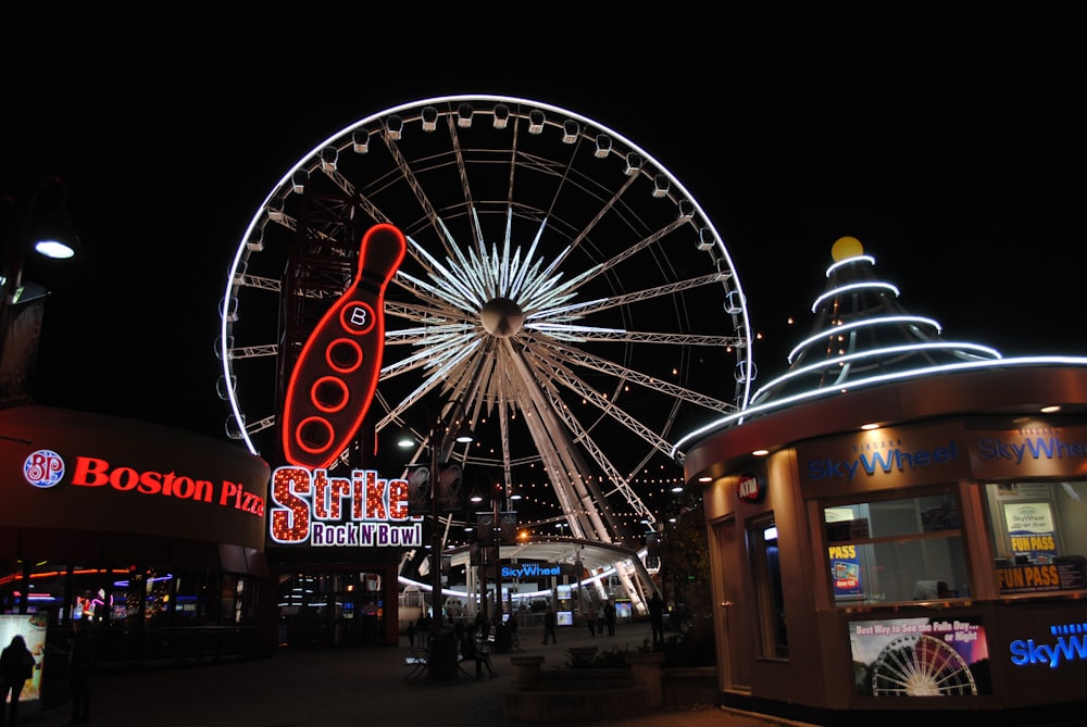 white ferris wheel during night time