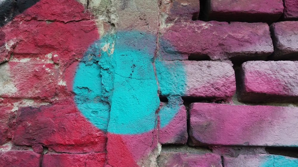 red and blue concrete wall