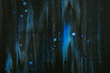 An abstract cosmic scene with swirling bright galaxies on a dark canvas.