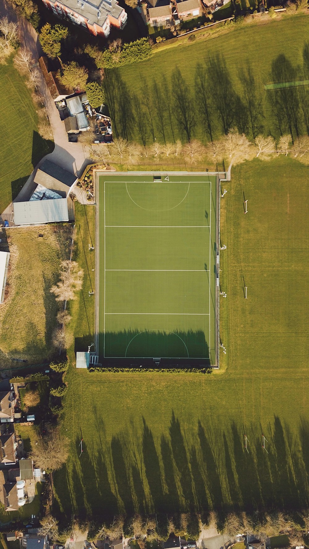 aerial view of soccer field
