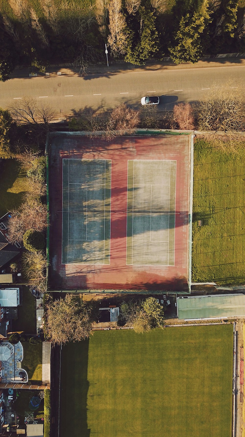 aerial view of basketball court