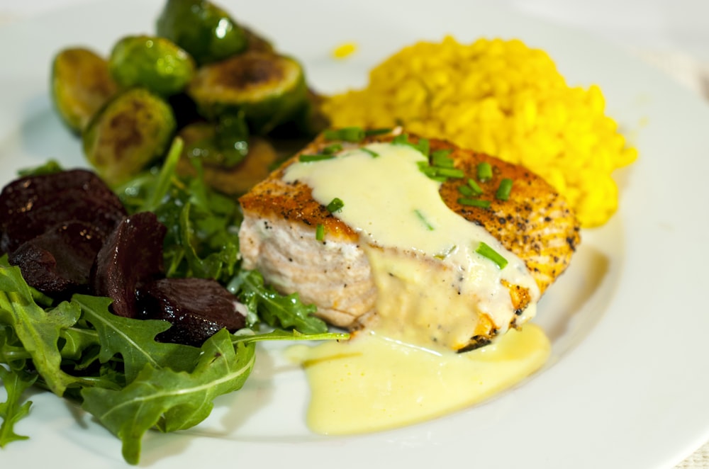 green vegetable on white ceramic plate