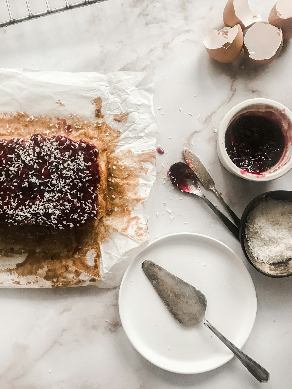 brown cake on white ceramic plate