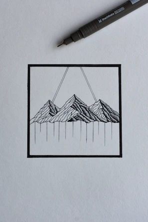 Minimalist fine line tattoo of a mountain range on the wrist.