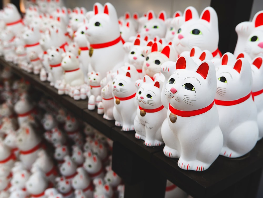 white and red dog plush toys