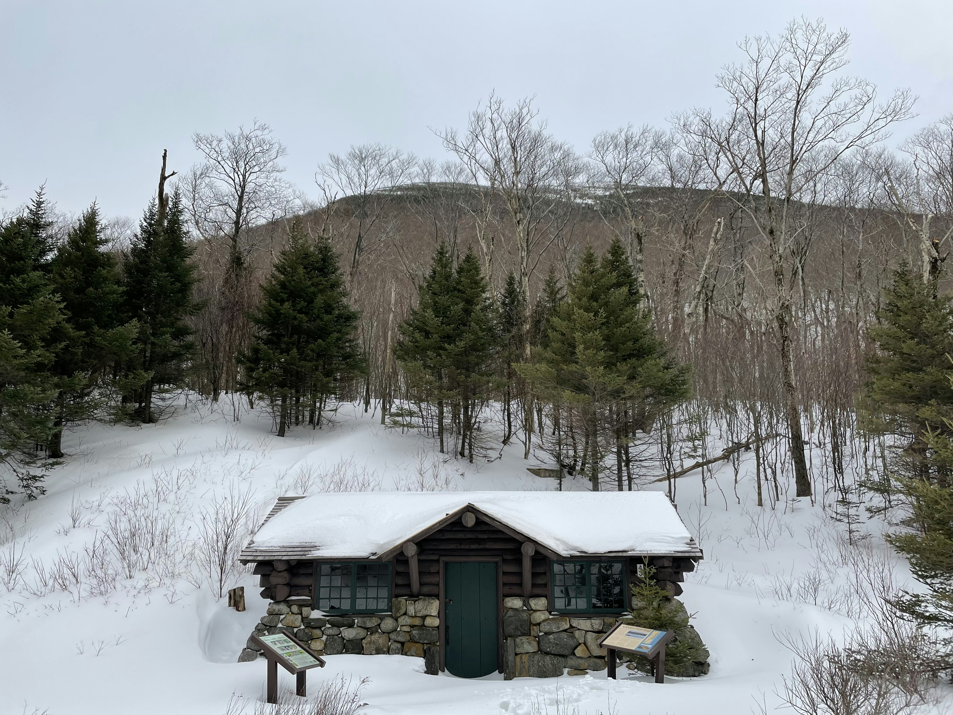brown wooden house on snow covered ground