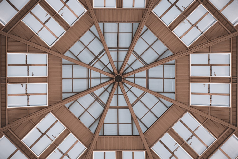 brown wooden ceiling with light fixture