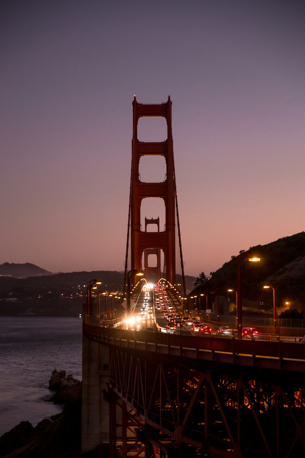 golden gate bridge during night time