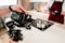 person holding black dslr camera