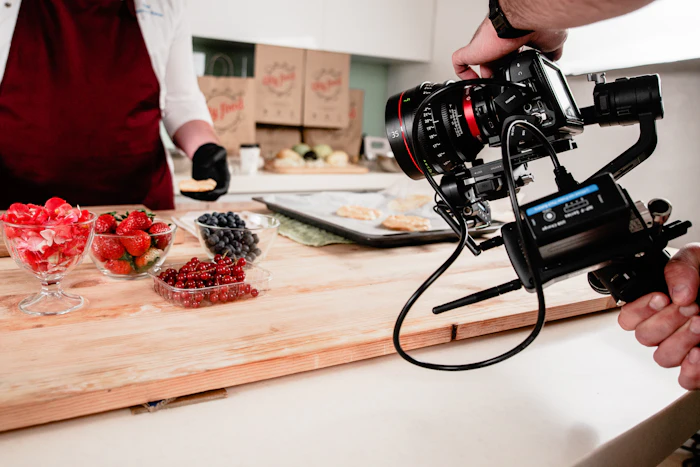 Cinema camera on a food set