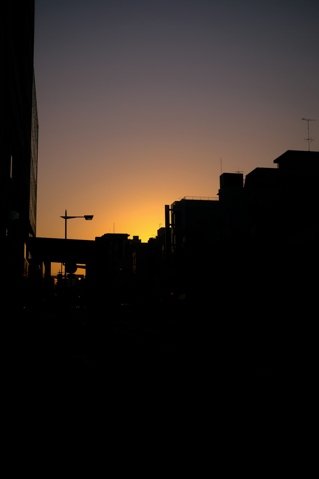 silhouette of buildings during sunset