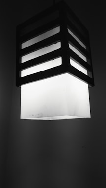 A sleek, minimalist black and white photo of a modern lighting fixture casting soft shadows.