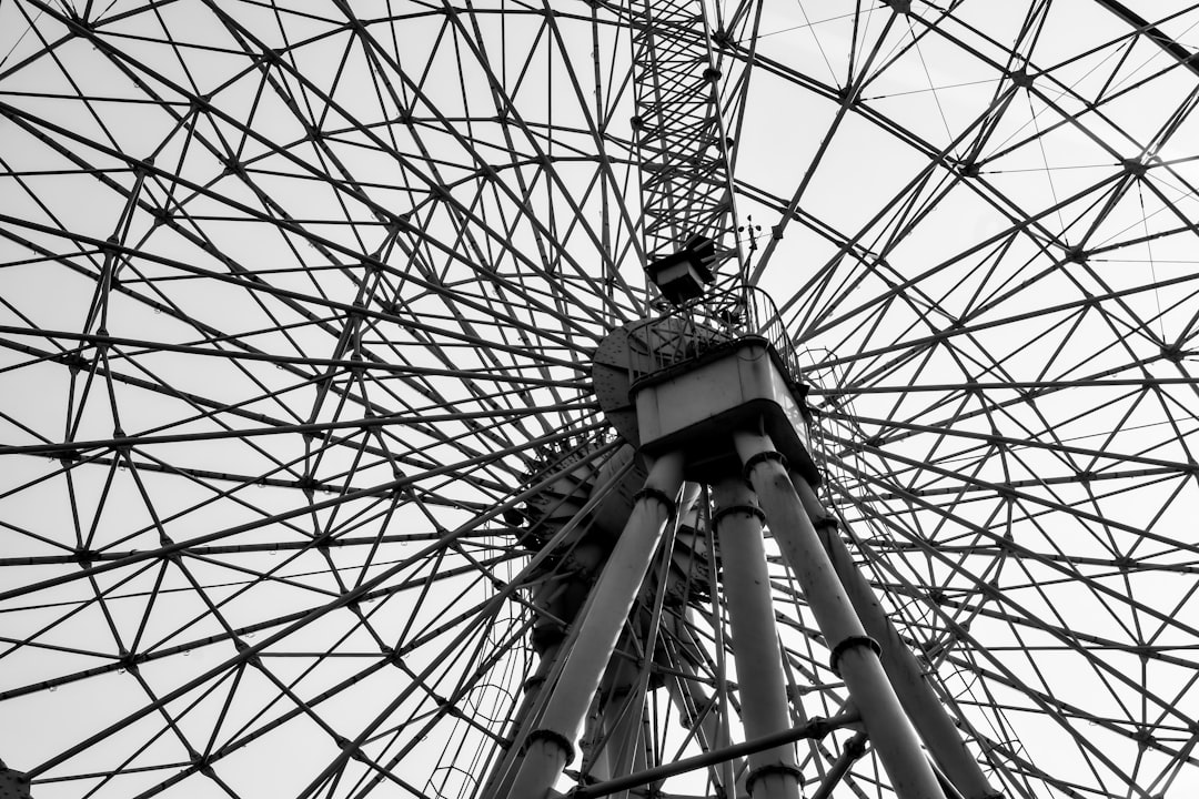 grayscale photo of ferris wheel