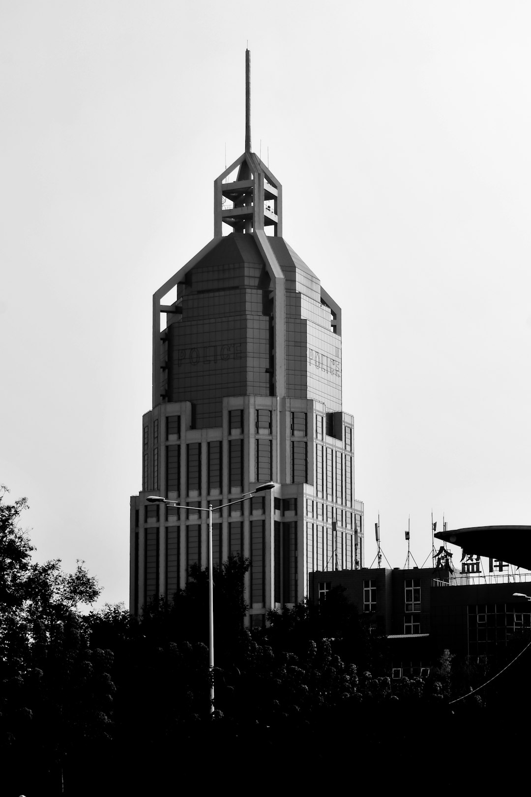 grayscale photo of concrete building