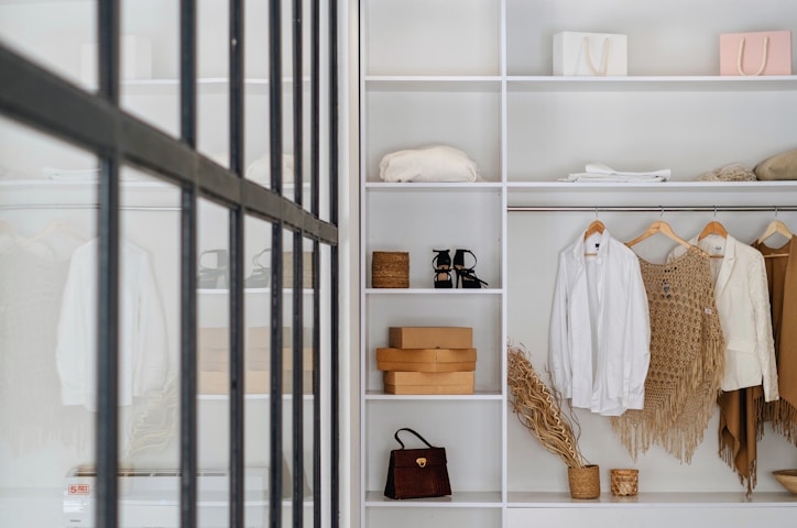 white bath towel on white wooden cabinet