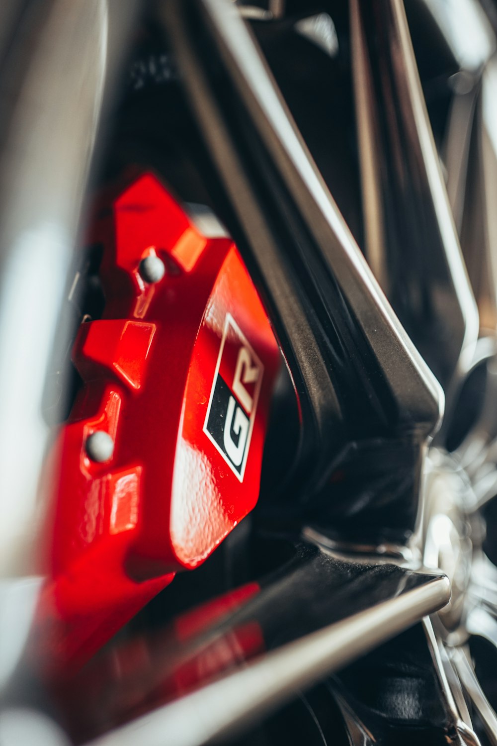 red and black car engine