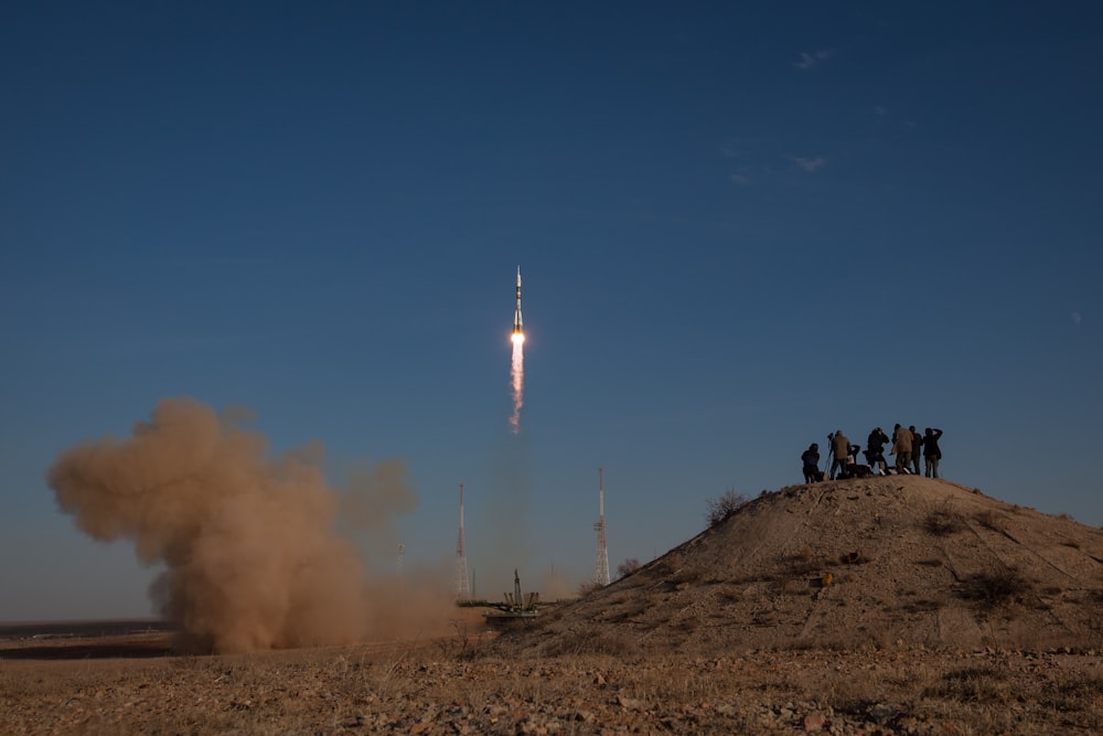 Media watches Soyuz rocket launch