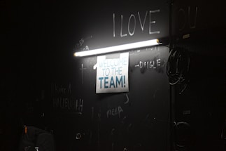 A warm, inviting workspace with a handwritten note saying 'Let's connect.'