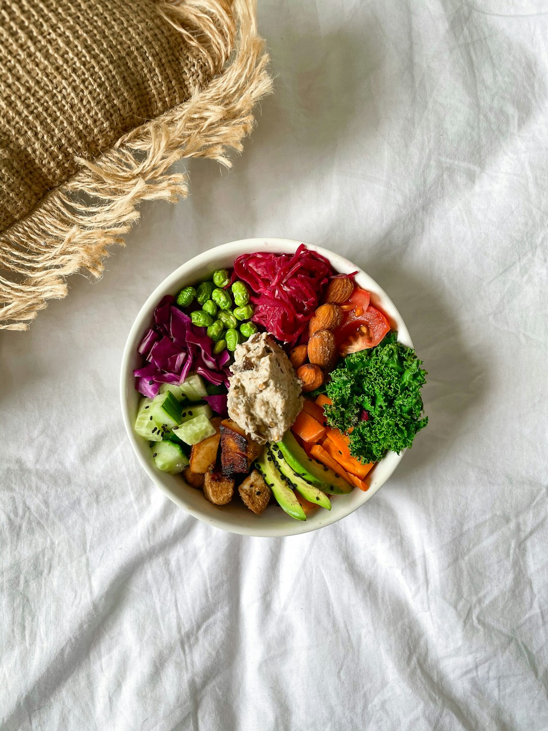 mushrooms quinoa, nutrition, vegetable salad on white ceramic bowl