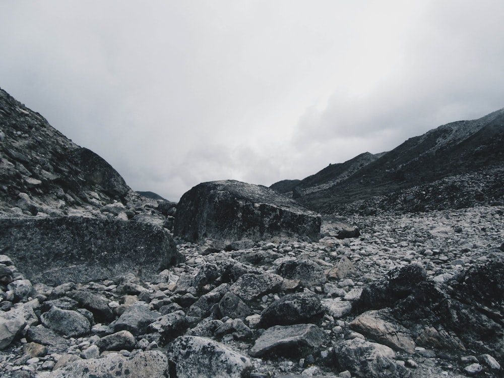 rocky mountain under white sky during daytime