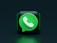 A 3D representation of a green chat bubble with a white phone icon inside, placed on a dark green background. The icon is similar to a well-known messaging app symbol.
