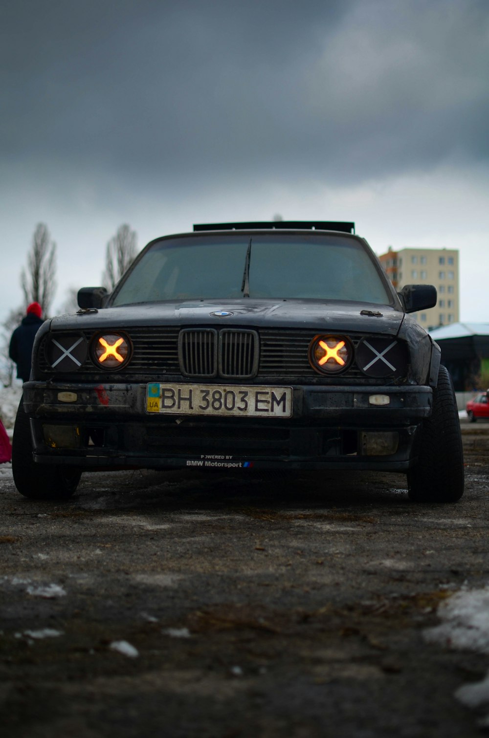 black bmw car on road