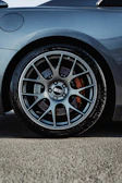 silver and black car wheel