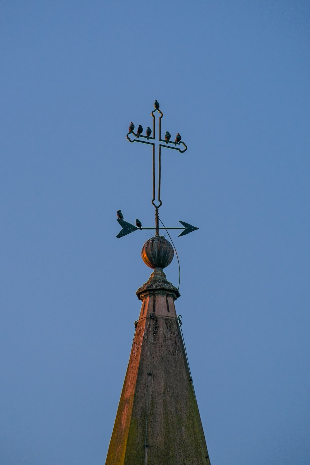 brown and black cross on top of brown tower