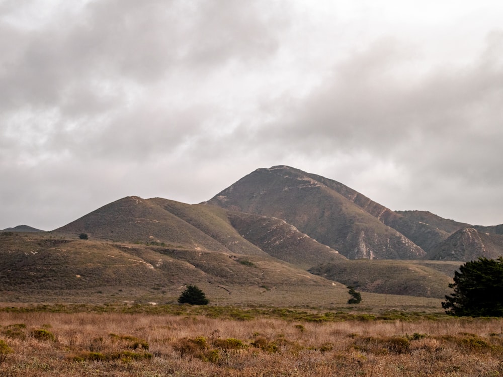 green grass field near mountain under white clouds during daytime