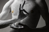 person with white powder on face