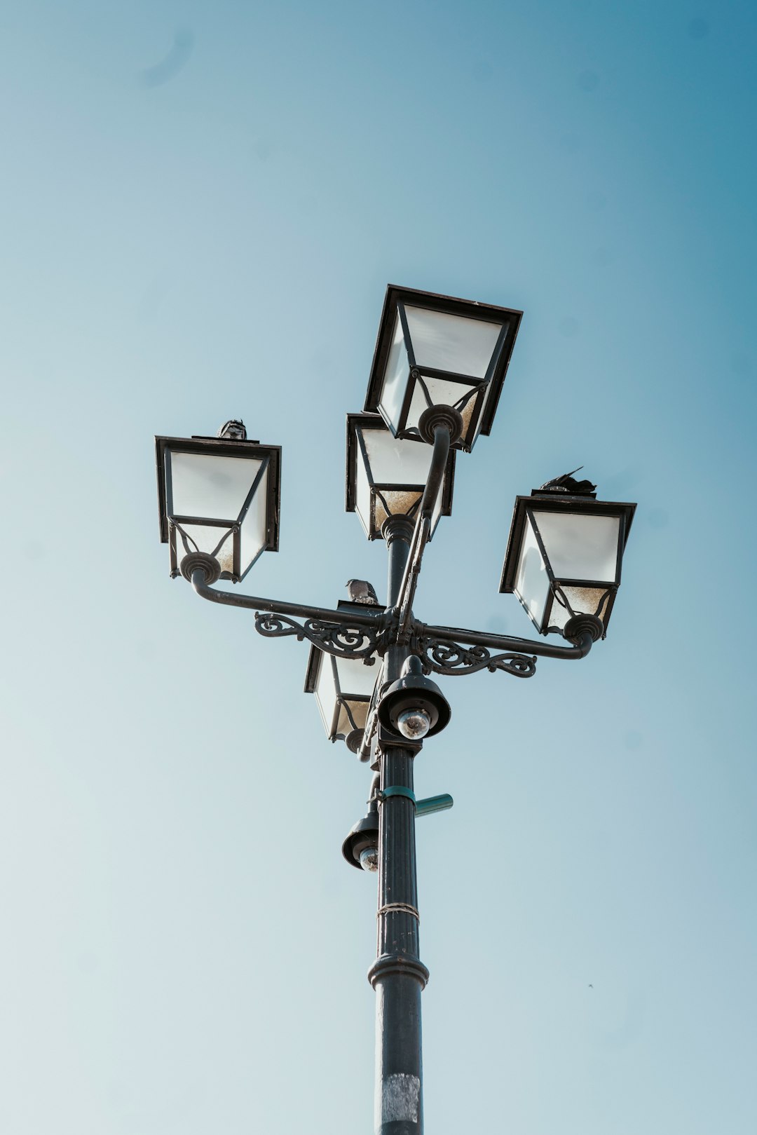 black and white street light