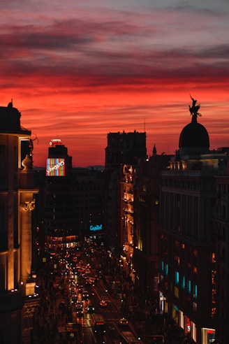 silhouette of building during sunset