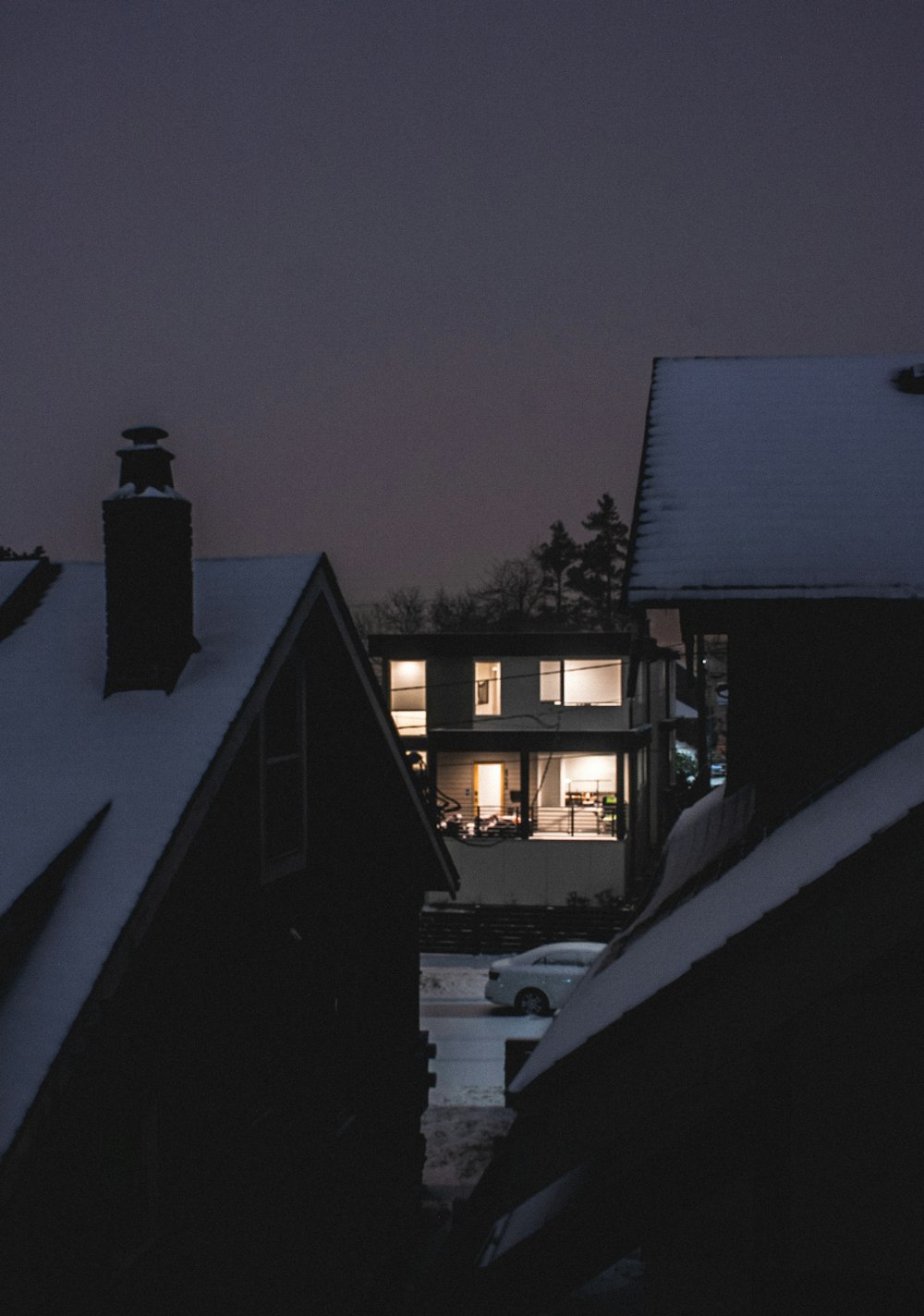 white and black house during night time