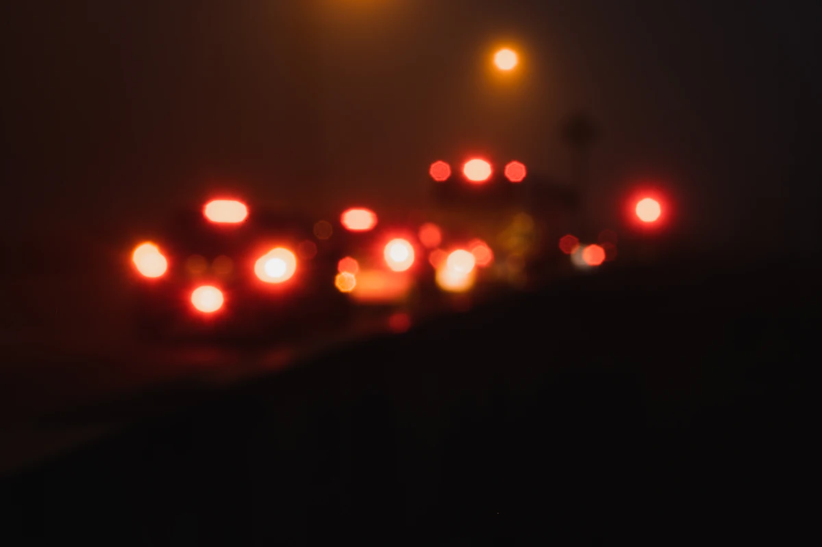 Brake lights ahead in fog