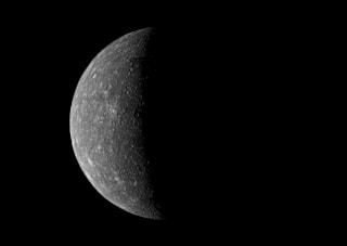 Mercury on a black background