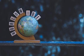 blue and brown desk globe