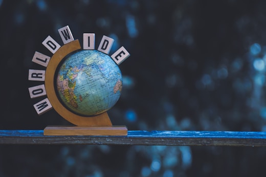 blue and brown desk globe