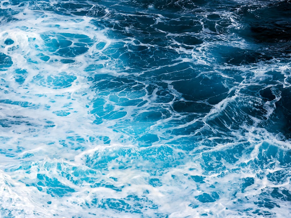 blue and white water waves