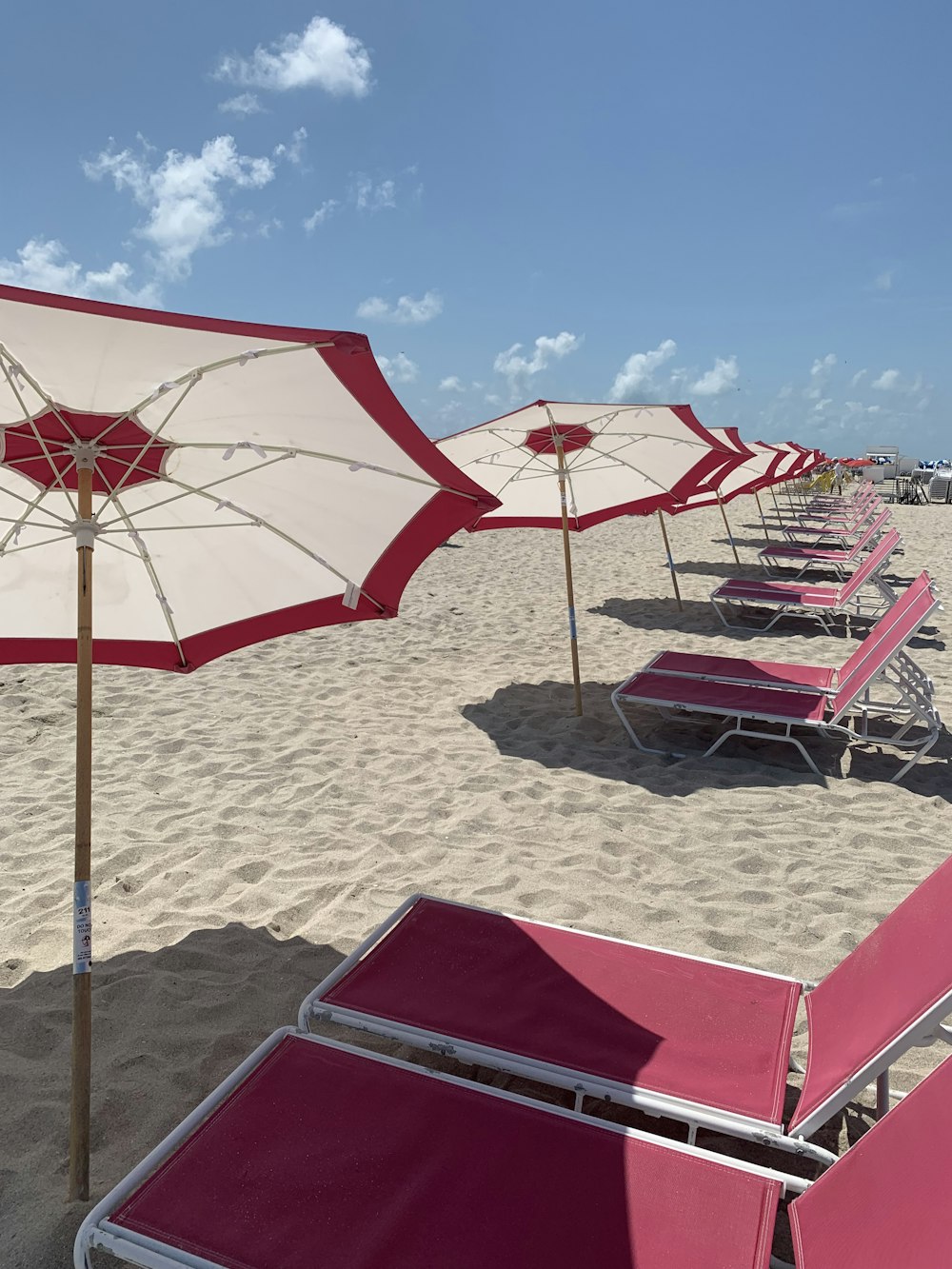red and white umbrella on beach during daytime