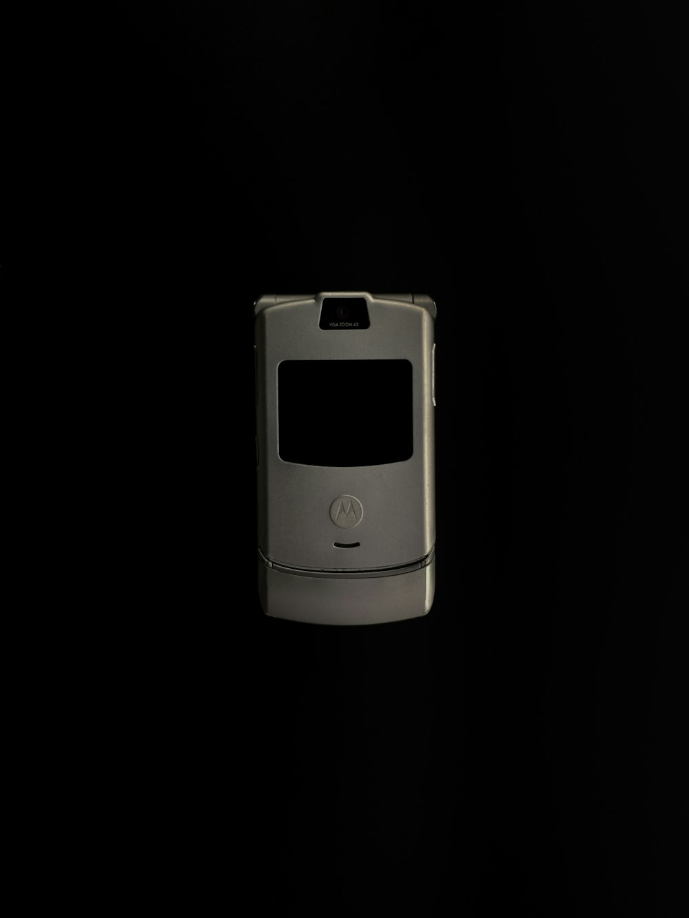 silver and black flip phone
