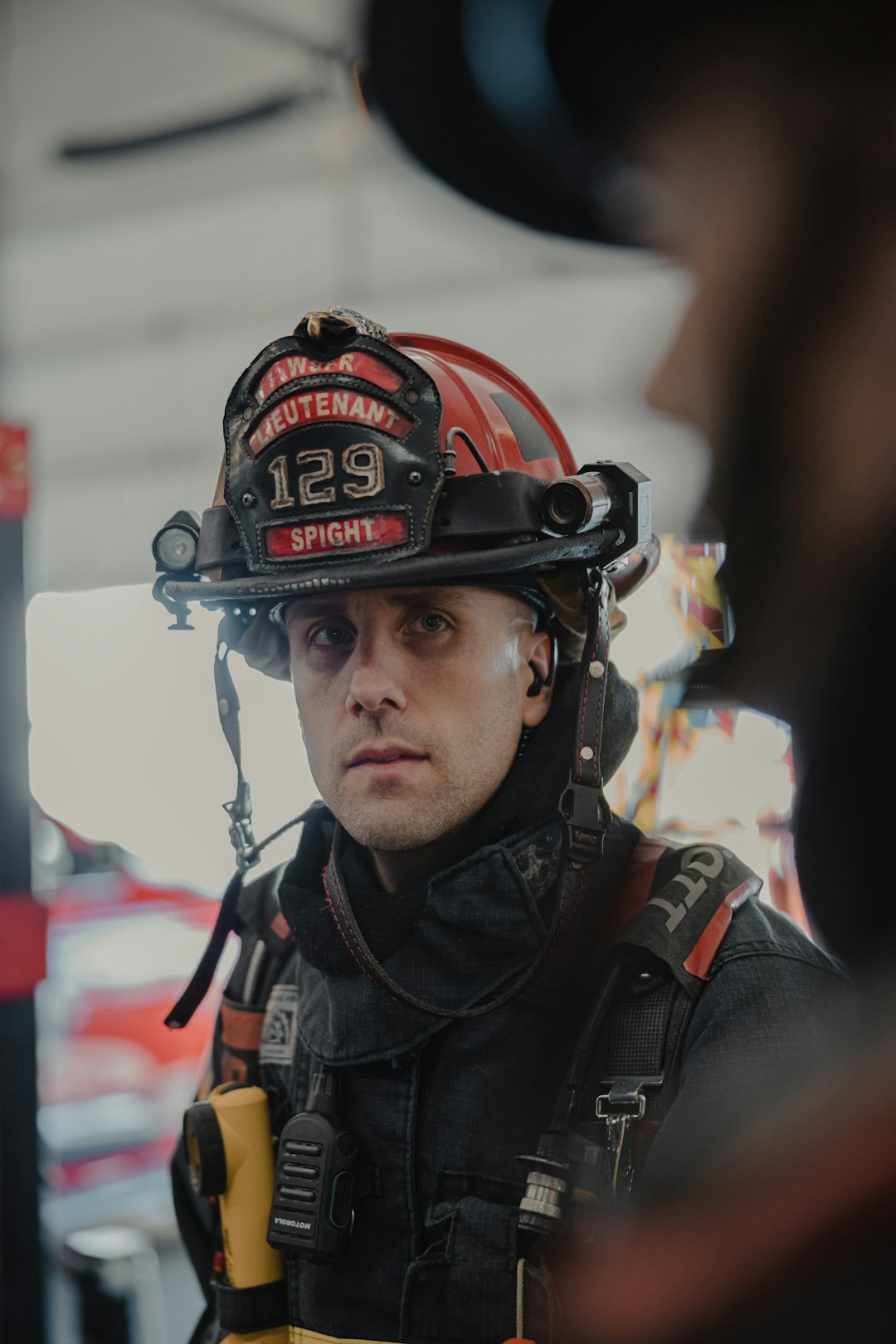 man in black and red helmet