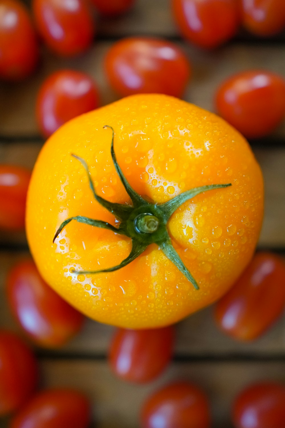 orange fruit with green leaves