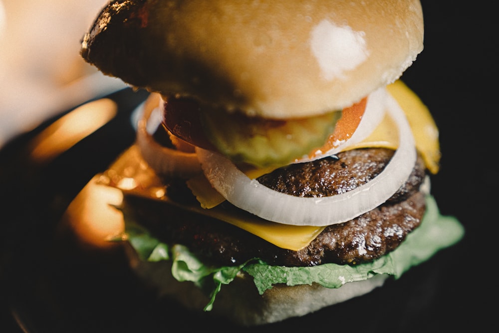 burger with lettuce and cheese