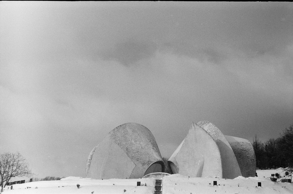 grayscale photo of concrete building