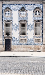 blue and white concrete building