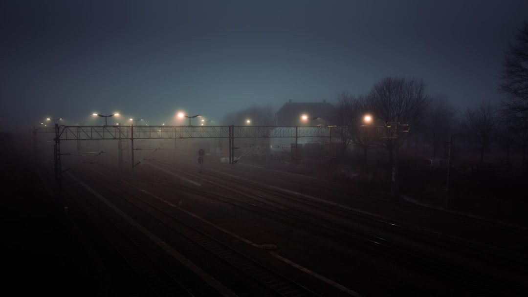 train rail during night time