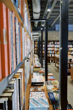 books on brown wooden shelves